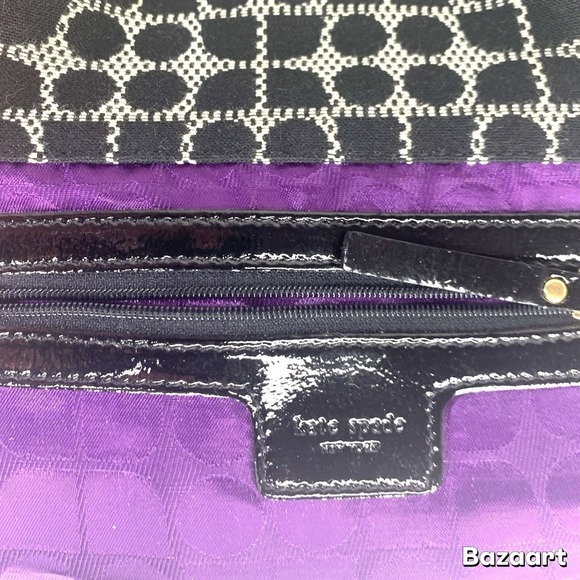Kate Spade Shoulder handbag Black And White Fabric Patent Leather Strap - Picture 6 of 6
